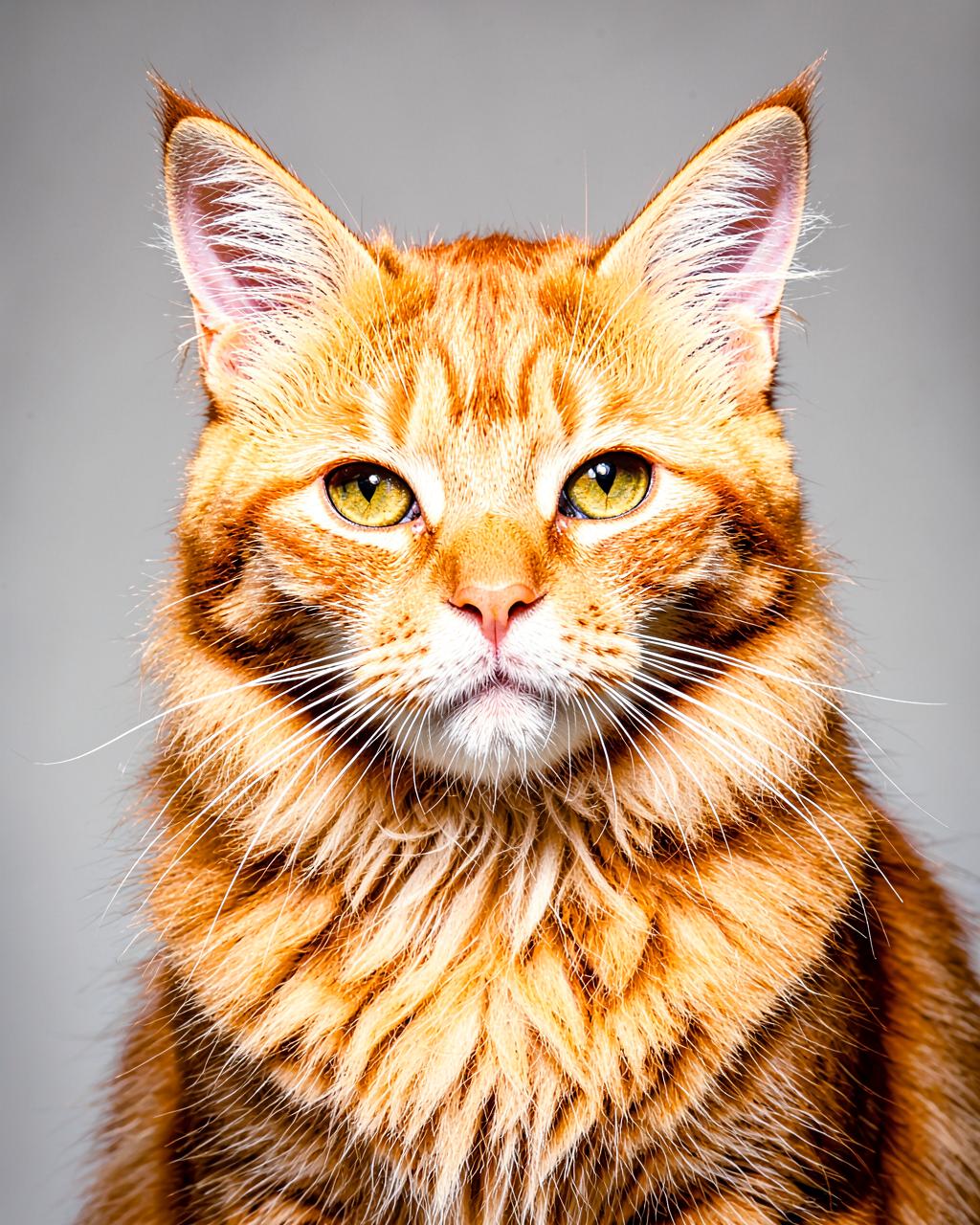 Fluffy orange tabby cat portrait for Furriq Cat Breed Identifier